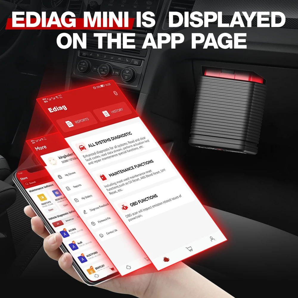 EDIAG MINI ALL System Car Diagnostic Tools 15 Resets ALL OBD2 Scanner Code Reader Read Clear Error Code Oil SAS Resets