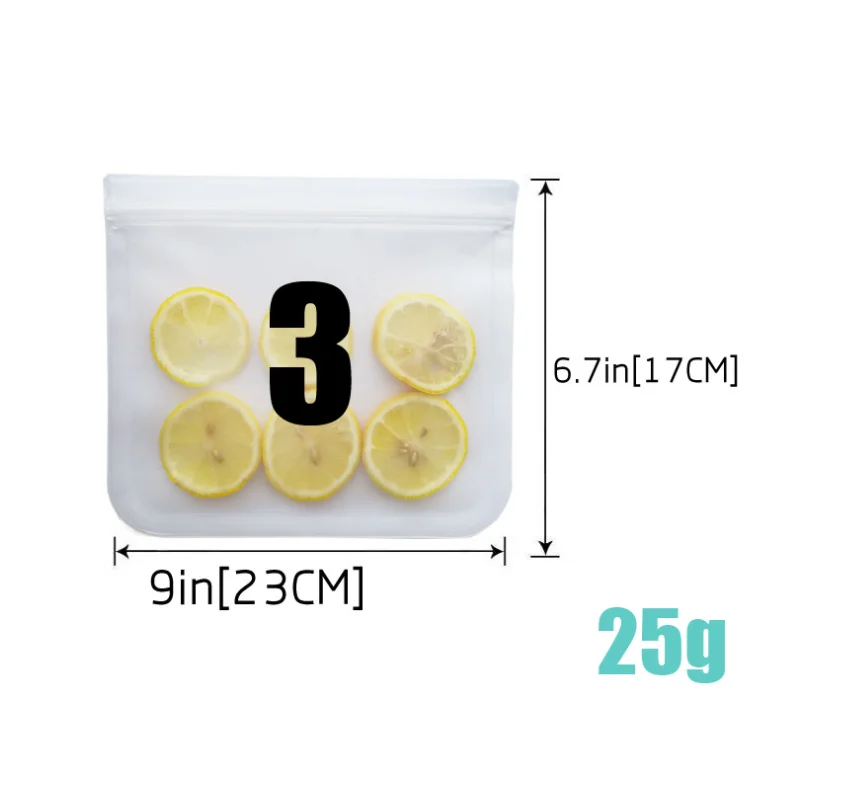 
Ecofriendly Reusable Silicone Food Storage Bag Leakproof Food Storage Bags Clear Fresh Keeping bag 