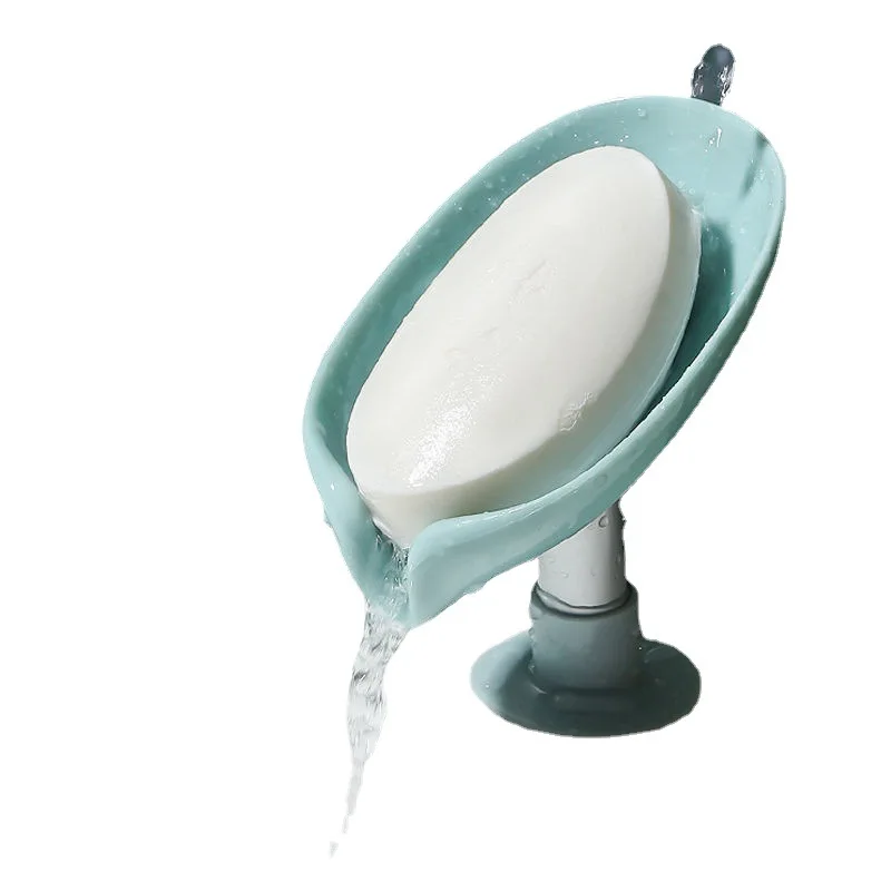 Factory Free Sample New design Bathroom Storage Basket Sink Caddy Silicone Soap Holder Leaf Shape Suction Cup Mat