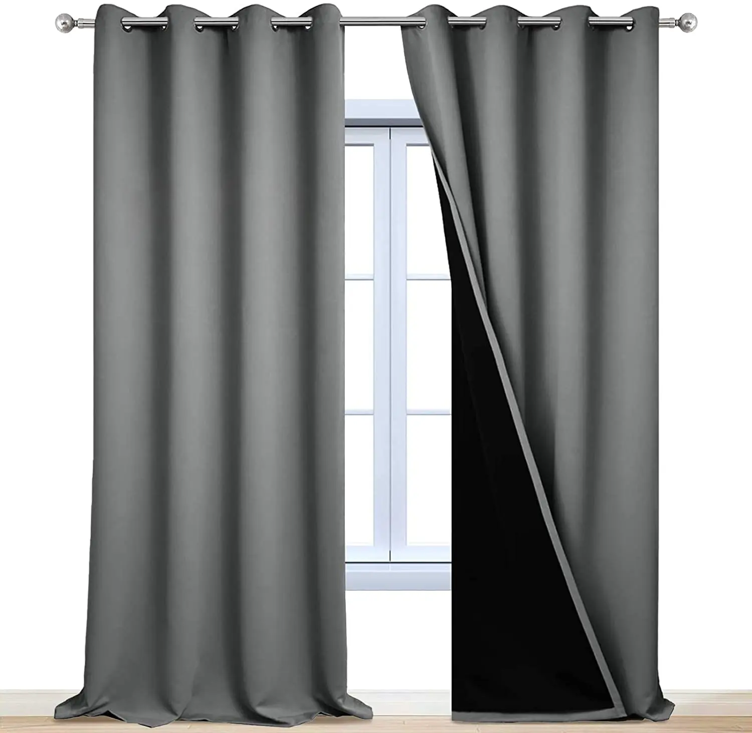 Ready Made Triple Weaving 100% Polyester Solid Blackout Curtains