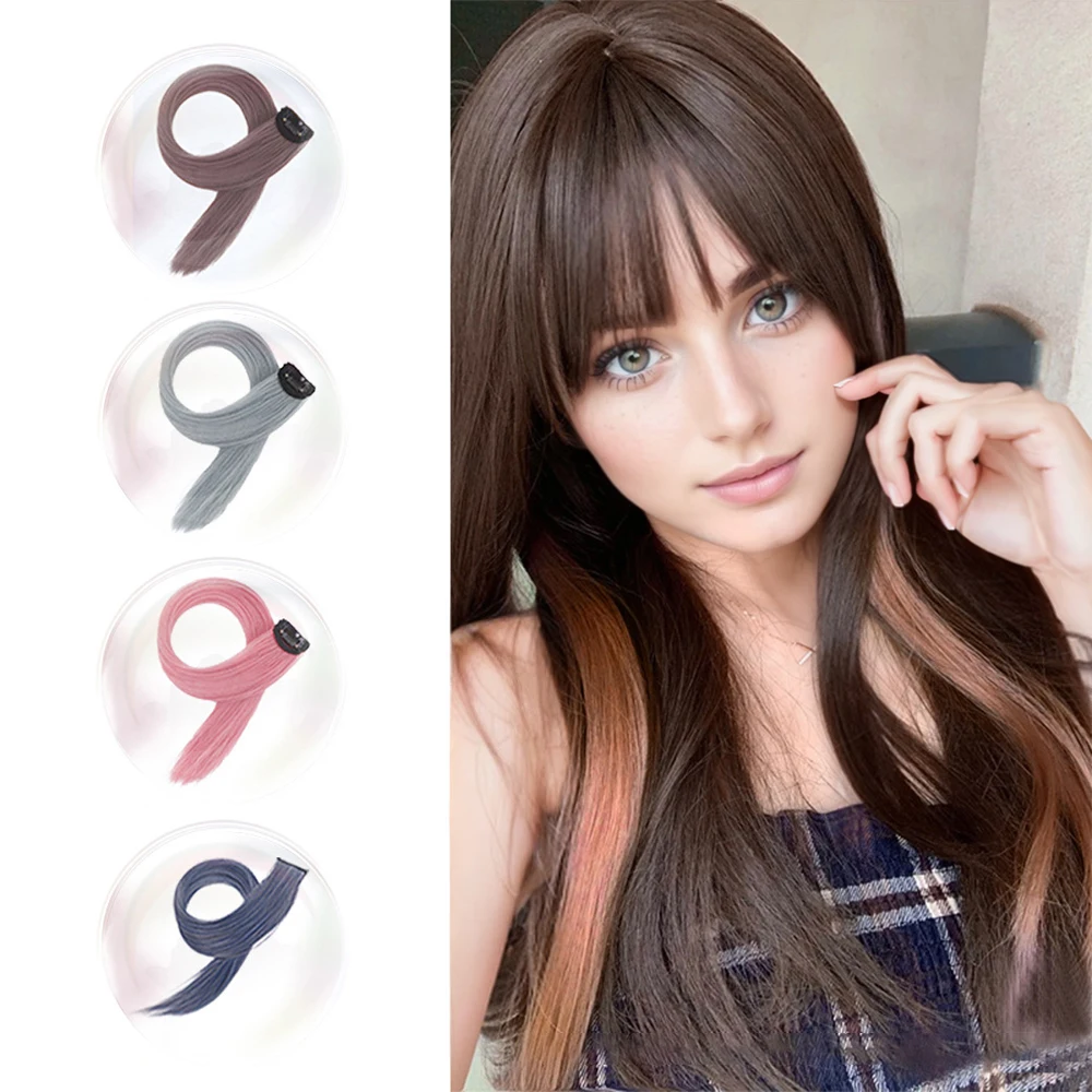 Color hair piece wig piece hair extension simulation female high temperature silk curling straight hair piece