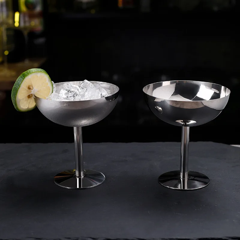 Stainless steel ice cream glass tall ice cream glass Sturdy stylish goblets