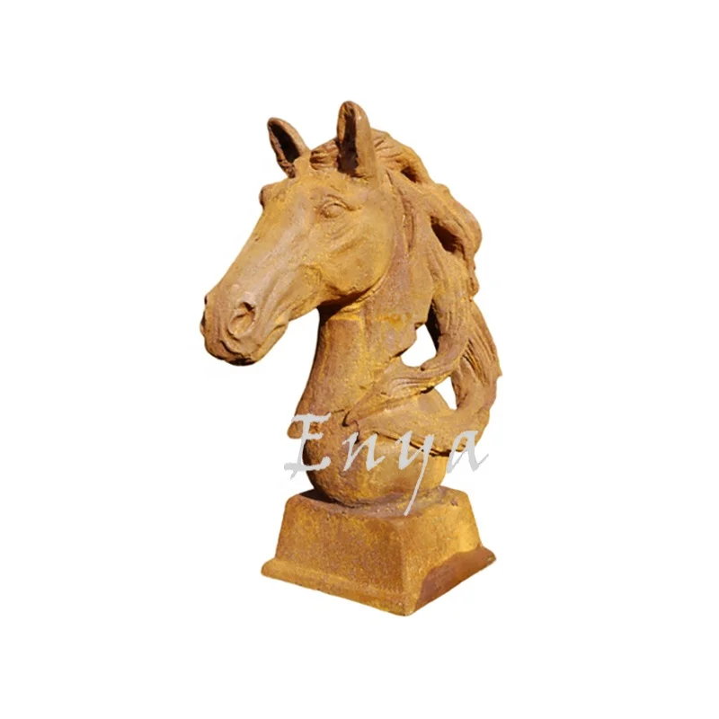 Vintage Iron Large Animal Horse Head Decor Sculpture Statues cheval animaux en fonte pour le jardin Garden Decoration Outdoor
