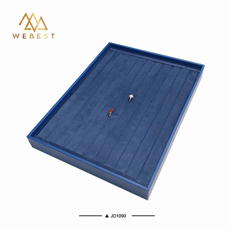 Webest Large Capacity Ring Display Tray Jewelry Flannel Presentation Tray Jewelry Storage Tray