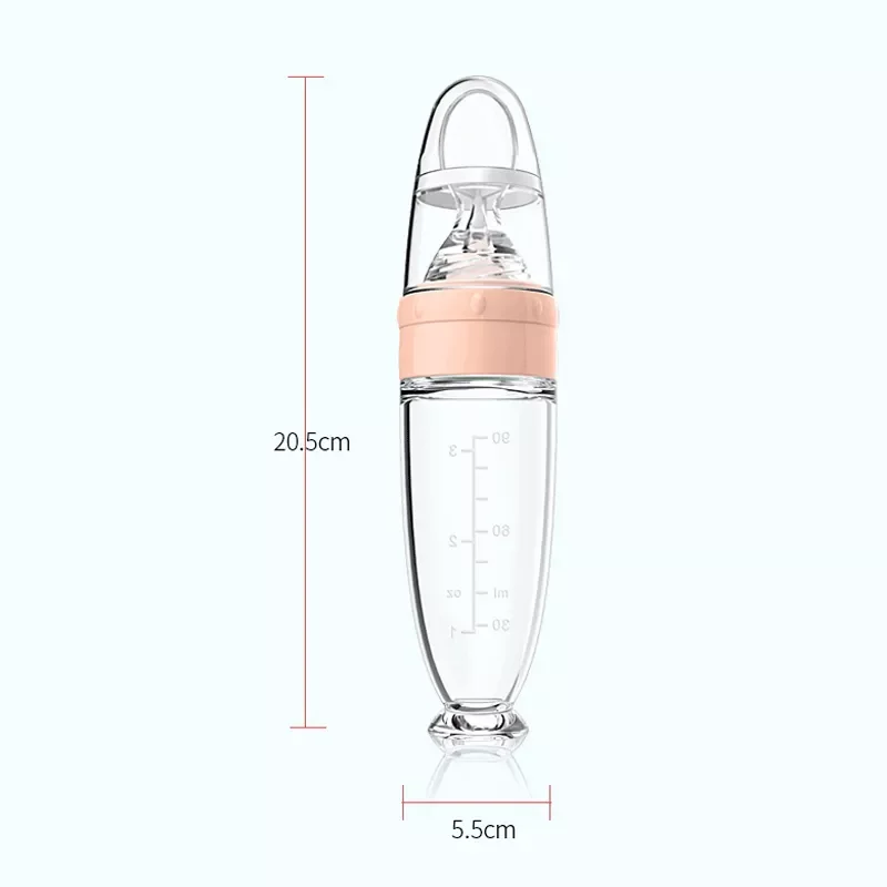 Best Selling Products Hot sale squeezable silicone baby feeding bottle with spoon