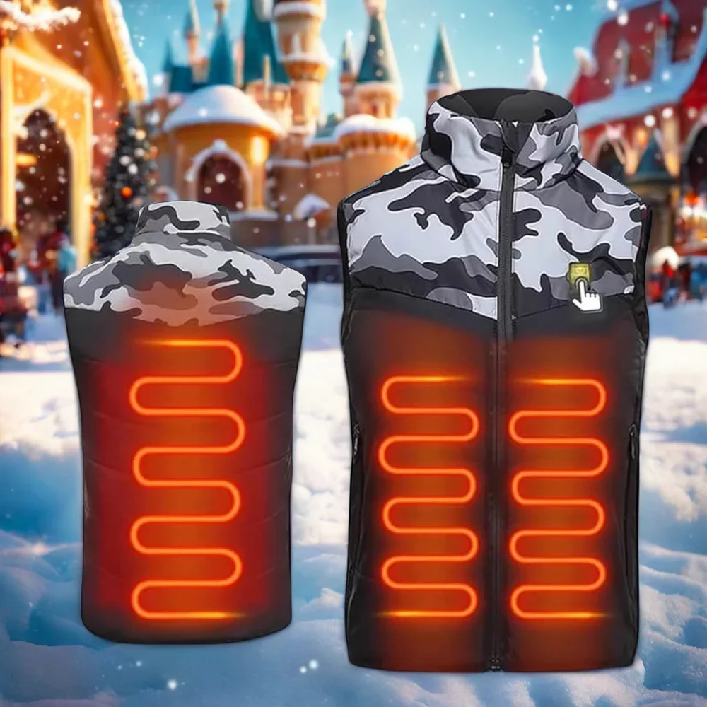 Unisex Winter Warm Heating Jacket 3-Level Temperature Control Battery Operated Waterproof Windproof Solid Thermal Heated Vest