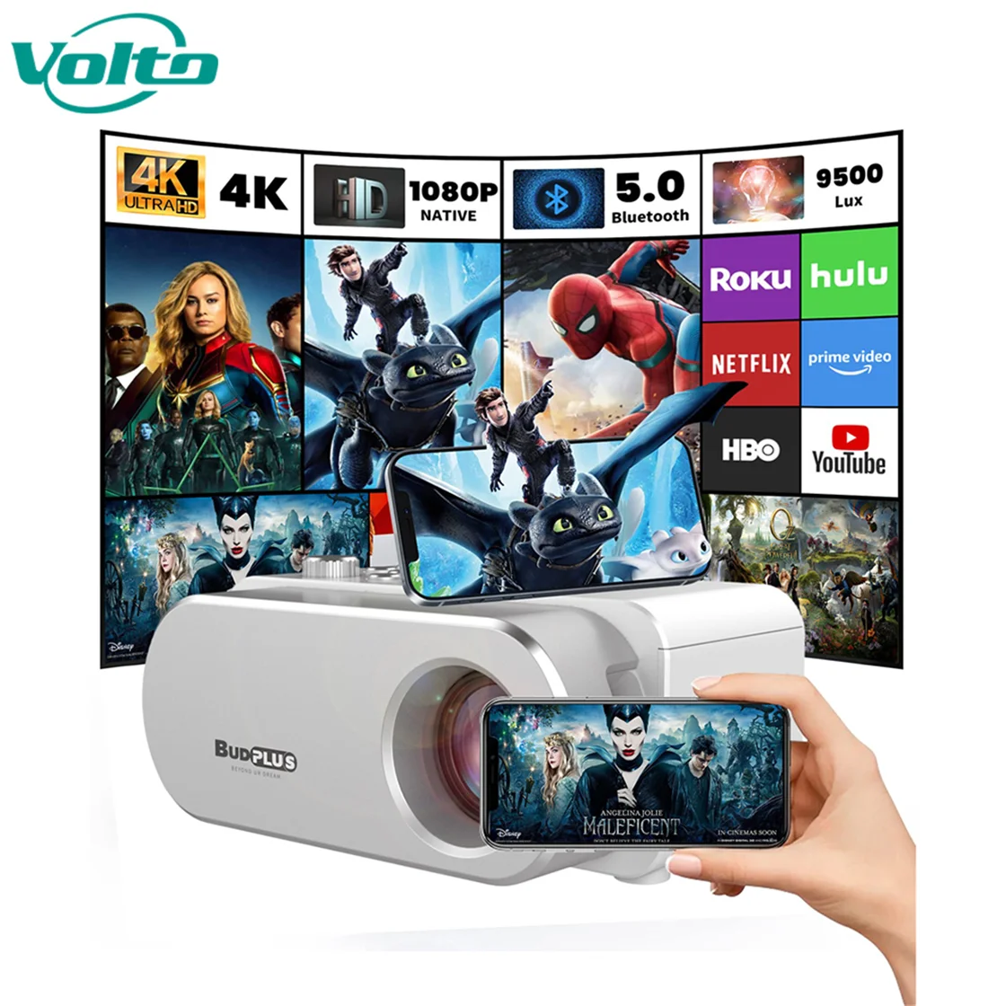 Лидер продаж, LED 4K, поддержка 5800 люмен, 5G Wifi BT, проектор для домашнего видео, кино, 1080P, Android 10 опционально