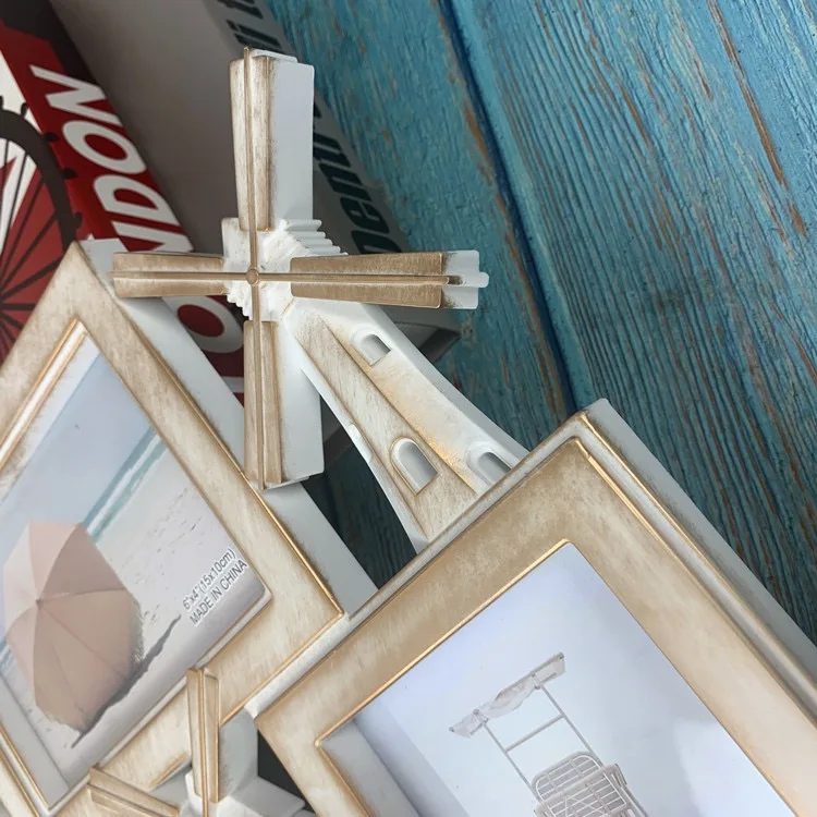 Wholesale Creative Retro Windmill Plastic PVC Wall Hanging Picture Frame Bedroom Wall Decoration Hanging Frame