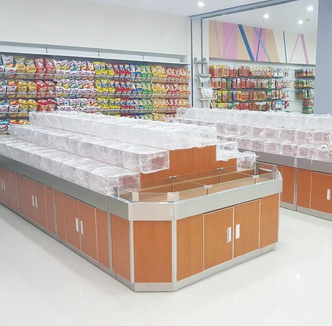 Полка для пищевых продуктов полка супермаркета подставка магазина стальная деревянная конфет сушеных фруктов еды с зернистой