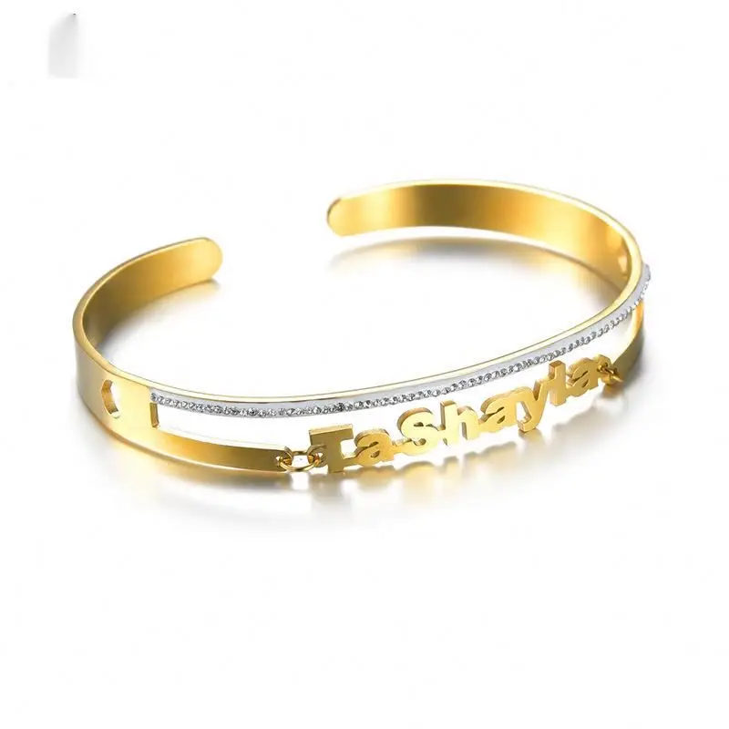 Plate Bangle Men Enamel Color Stainless Steel Tag Name Pearl Bracelet