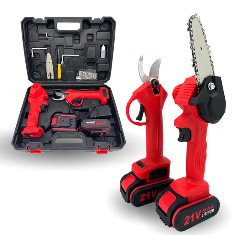 21V Rechargeable Cordless Electric Tree Pruning Scissor Chain Saw Hand Saw Power Tool Sets