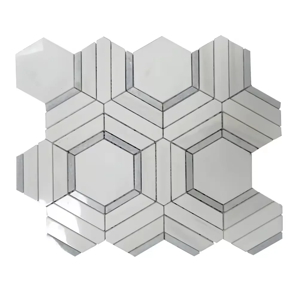 Century Mosaic Decor New Original Design White Hexagon Stone Kitchen Backsplash Bathroom Marble Stone Mosaic Tile