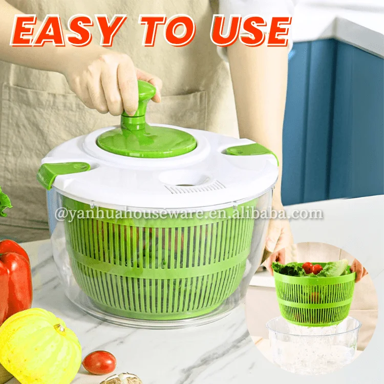 Kitchen Lettuce Spinner with Secure Lid Lock Rotary Handle Vegetable Washing Dryer Quick Dry Vegetable Salad Dryer