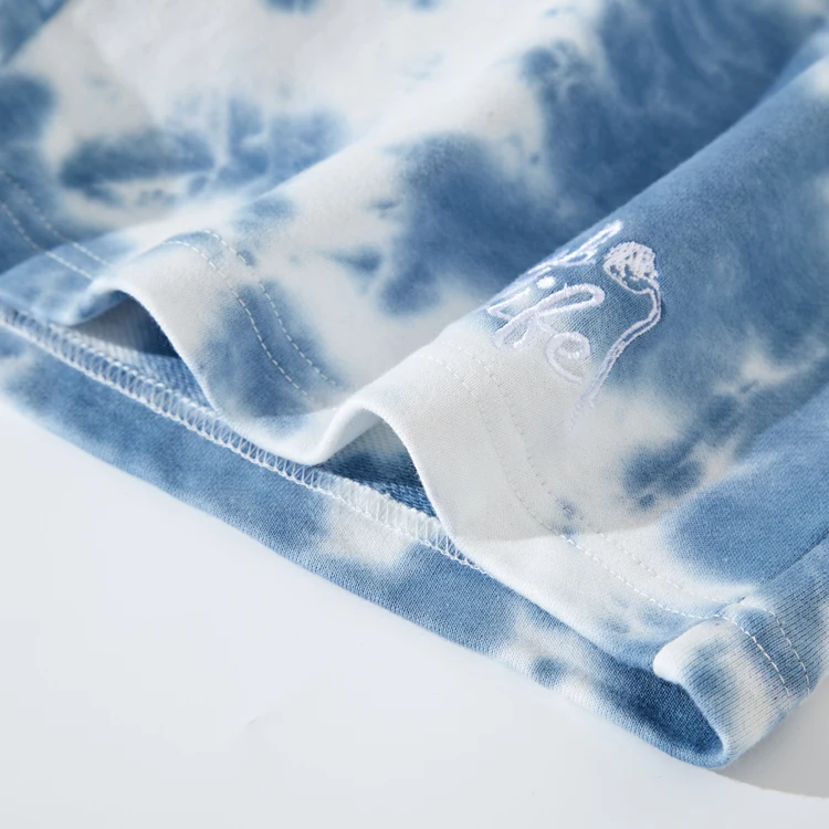 Cool Streetwear Custom Terry Cloth Shorts Drawstring Workout Unisex Tie Dye Sweat Shorts