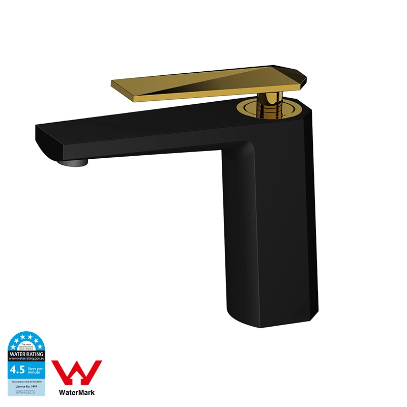 Watermark Approval Basin Brass Square Mixer Tap Deck-mounted Liberty Statue Faucet Matte Black and Gold Polished Tapware