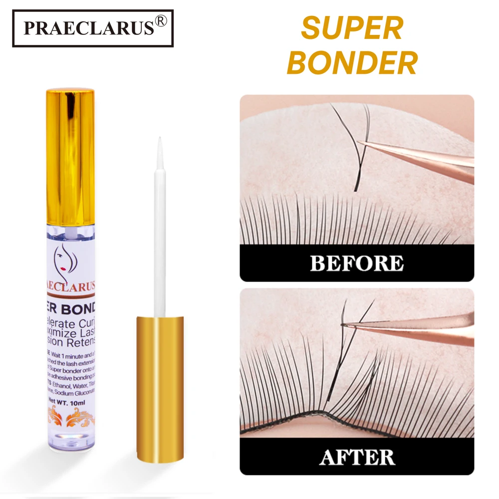 PRAECLARUS Eyelash Extension  Private Label Eyelash Glue Custom Logo 10g Low Humidity Eyelash Super bonder