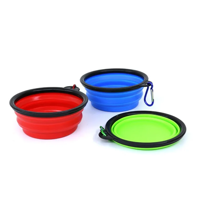 Portable Traveling Collapsible Camping Walking Outdoor Silicone Feeding Pet Dogs Water Bowls Pet Folding Dish Bowl
