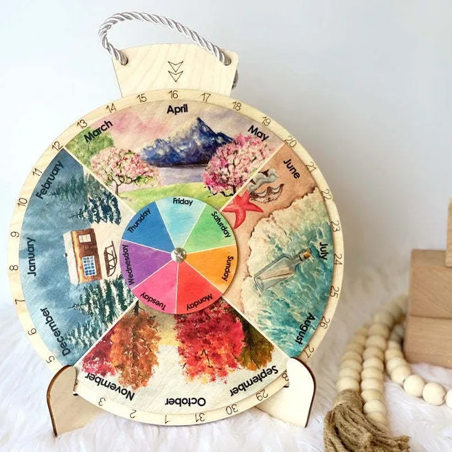 Wholesale Creative Pendant Wooden Wheel Calendar Wooden Crafts For Home Decoration