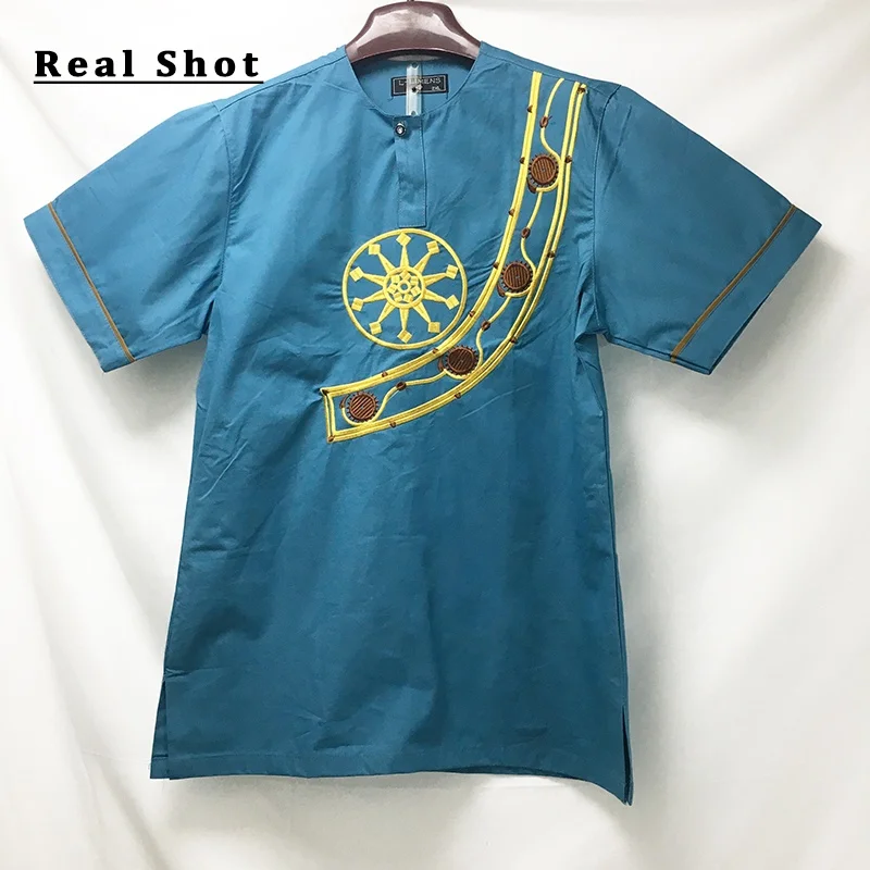 Bulk Name Brand  African Fall Dashiki T Shirts Ethnic Style O Neck Tops Traditional Mens African Clothing Dress For Men