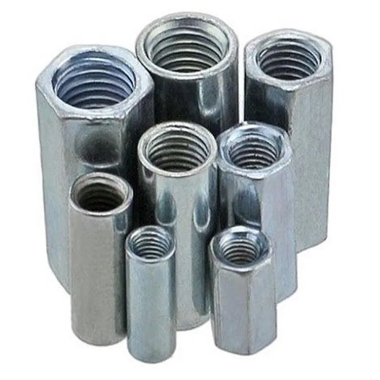 Long Rod Coupling Hex Nut Nutsert Lengthen And Thicken Hex Nuts Carbon Steel Hexagon Connection Nuts M5-M24