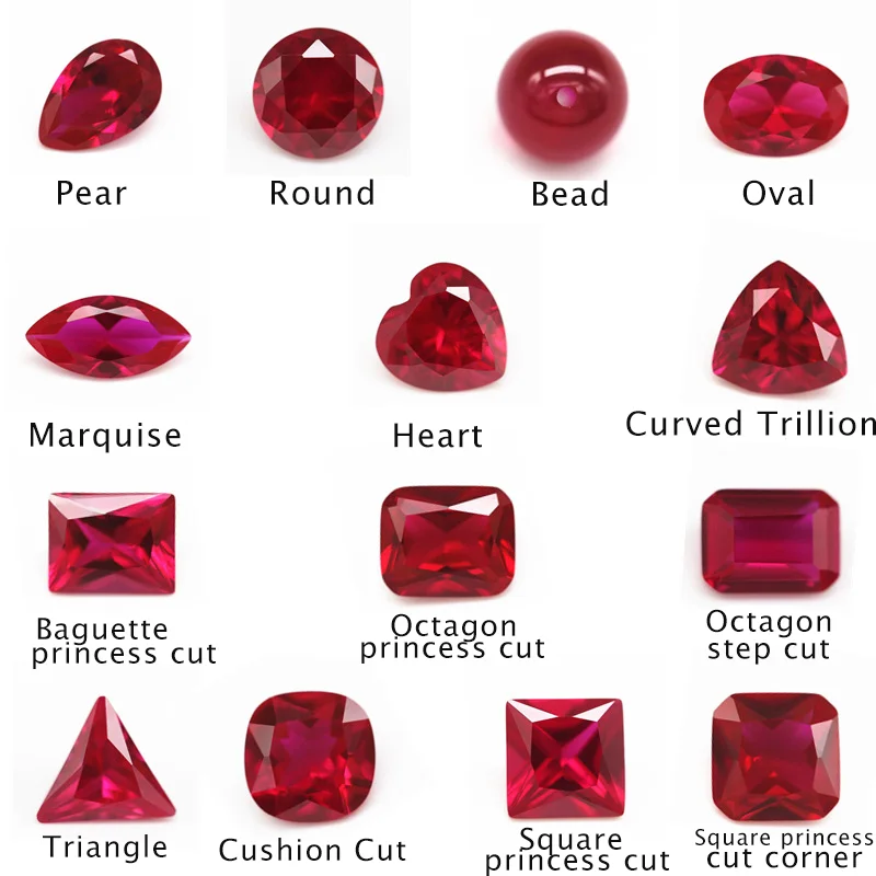 5A 2.5-10mm 5# gemstone synthetic ruby Corundum Wholesale Synthetic Ruby Round Loose Gemstones for Jewelry Accessories