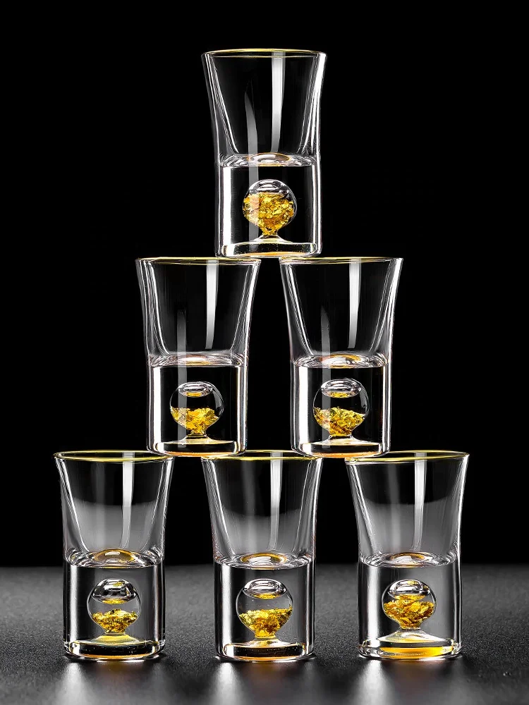 Manufacturer of 12ml thick bottom shot glasses with gold rim  customized shot glass gold rim free samples premium quality