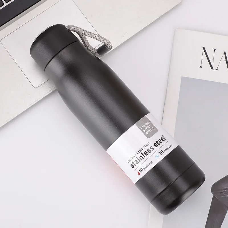 Straight drinking cup with rope Insulated Stainless Steel Sublimation cup festival slim vacuum travel mug gift water bottle