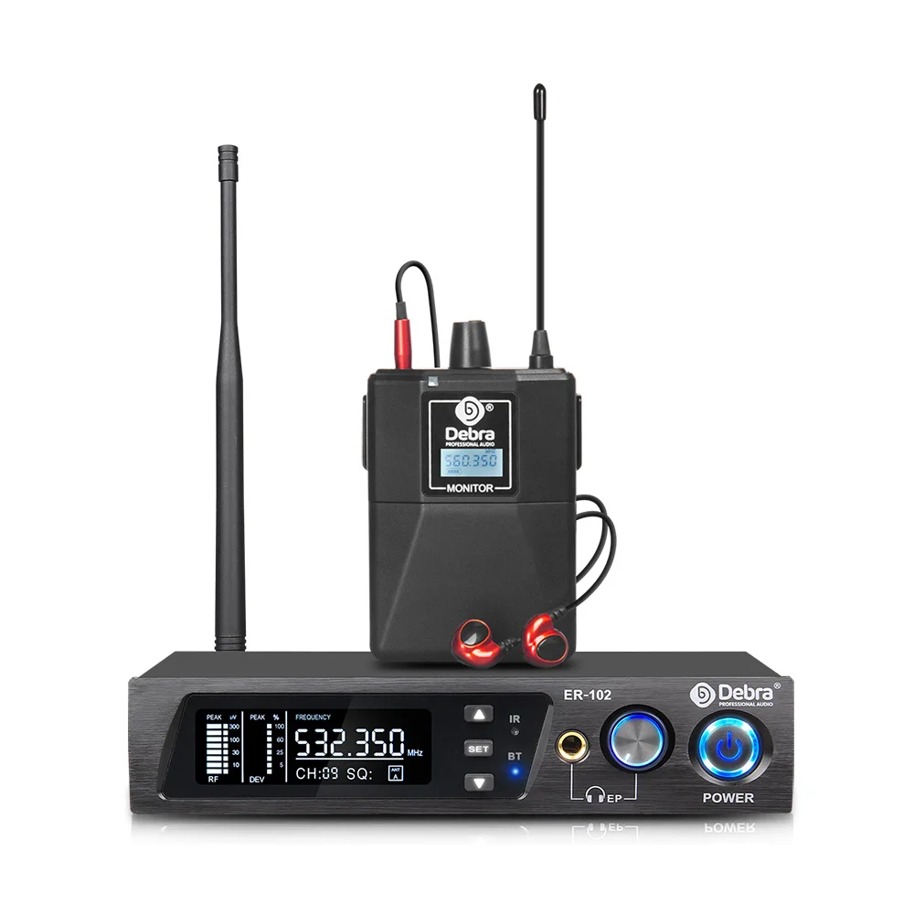 Дебра аудио ER-102 UHF беспроводные наушники вкладыши монитор системы с мониторингом типа для сцены студия звукозаписи