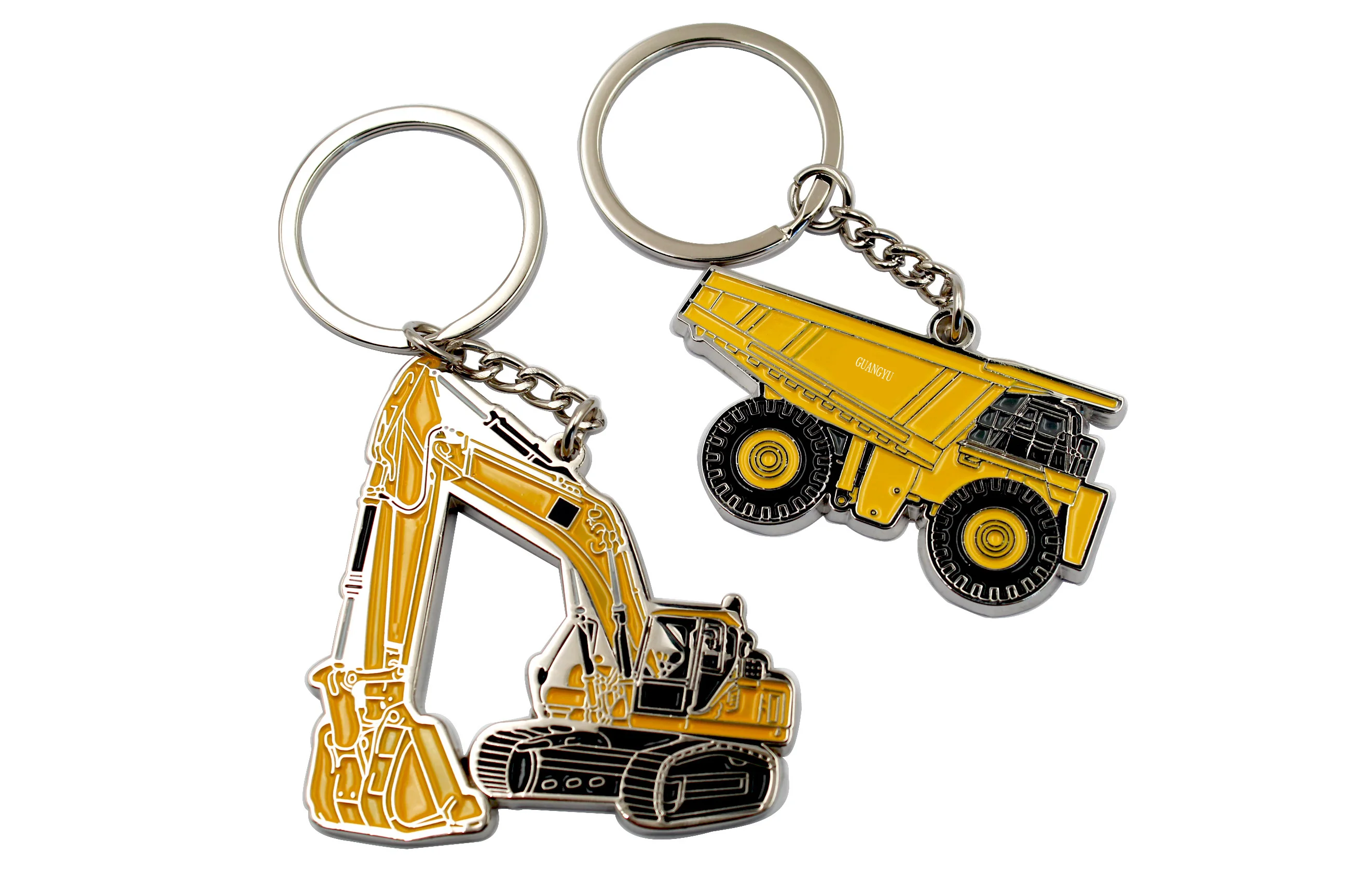 Custom 3d Hydraulic Actuated Excavator Heavy Machines Metal Key Chain Bulldozer Key Ring Wholesale Construction Company Gift