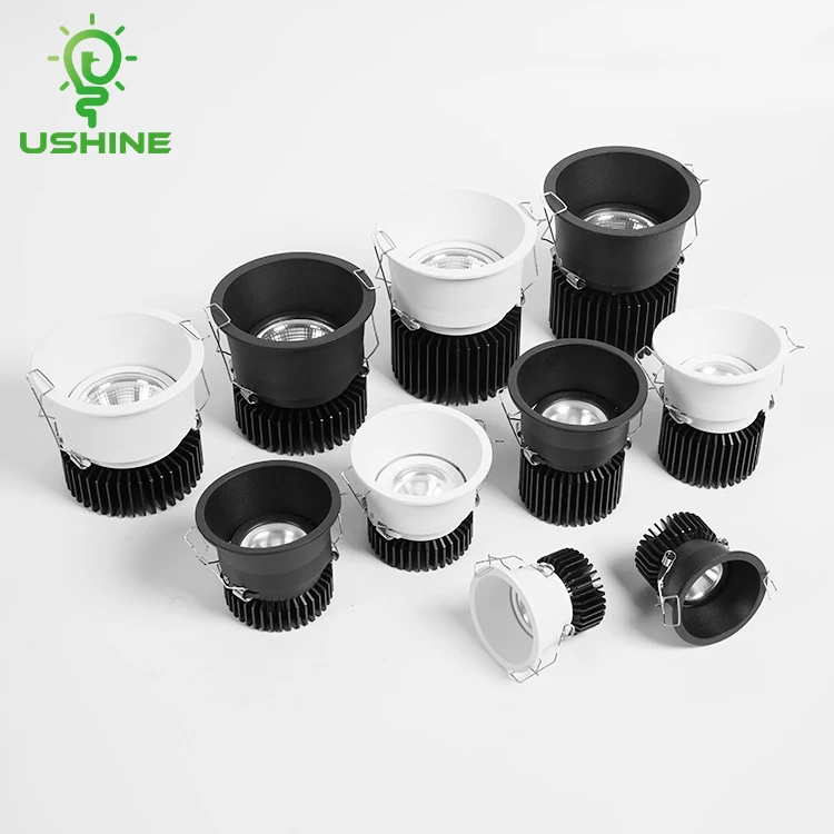 Ushine High Quality Antiglare Design Aluminum 7W 12W 20W 35W Ceiling Recessed COB LED Downlight