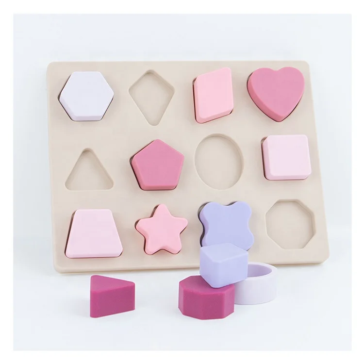 BPA free Baby Educational Toys Silicone geometry Puzzle Preschool Games Montessori Toys Wholesale