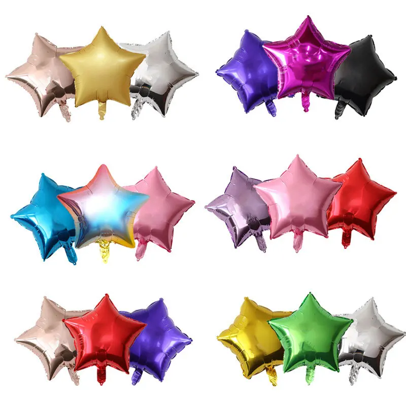 Customized balloon logo printing text with 18 inch aluminum film pentagonal star heart shape
