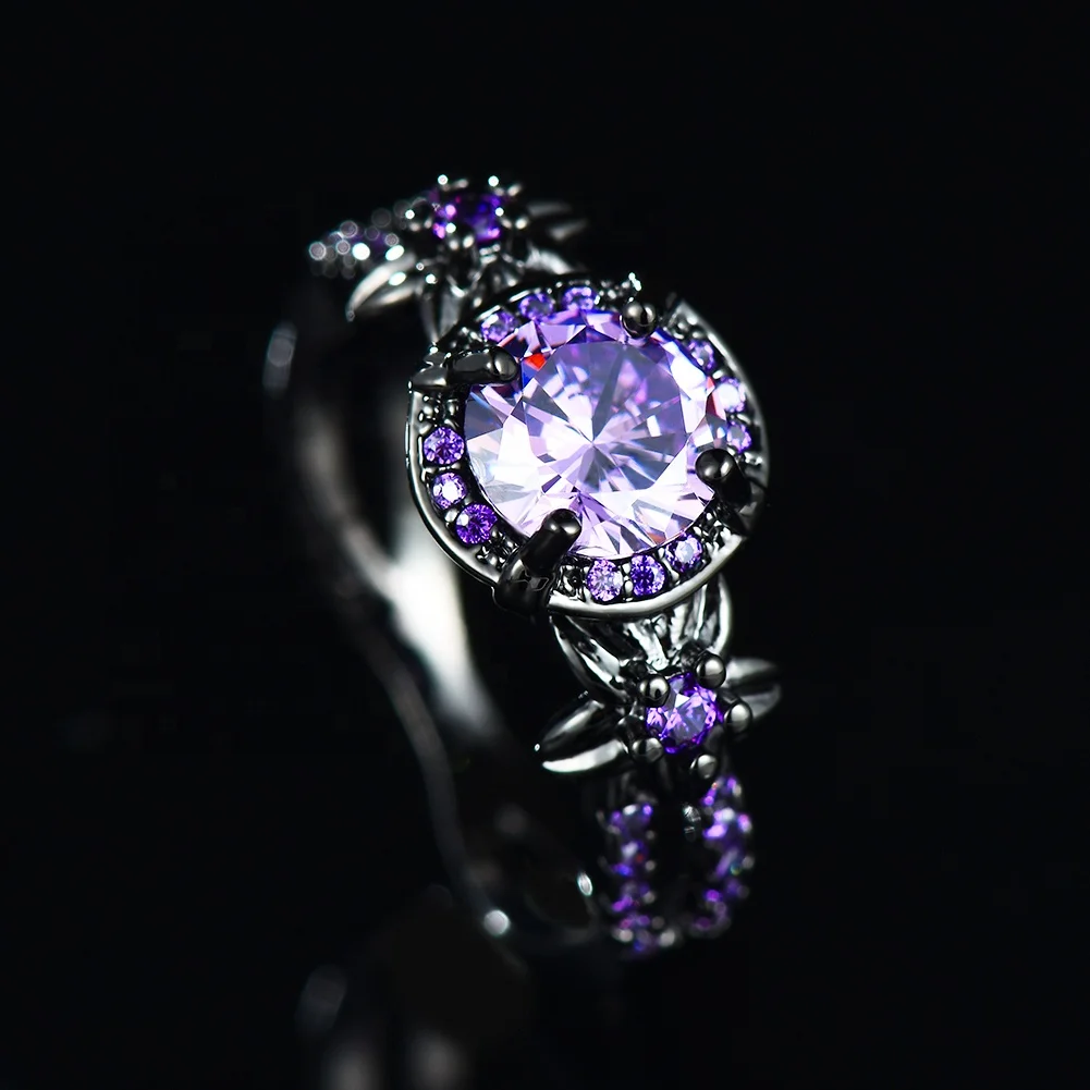 
Vintage unisex 14k black gold ring jewelry wedding diamond zircon rings for gifts 