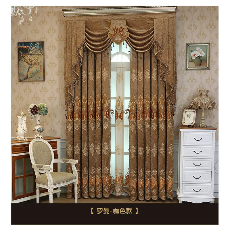 Роскошные затемняющие вышитые шторы в европейском стиле для гостиной