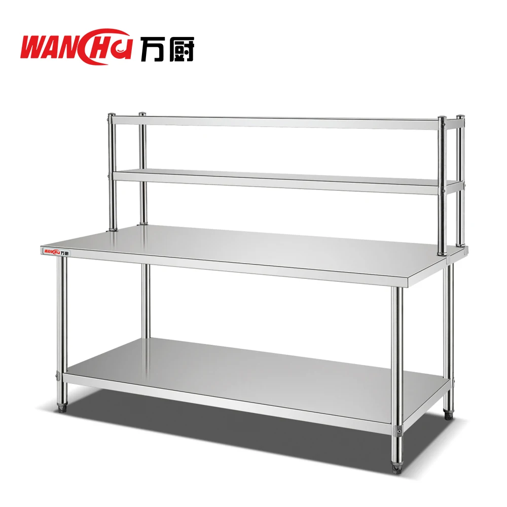 Commercial Work Table Industrial Stainless Steel Food Prep Table with Wheels for Restaurant Kitchen Workbench Equipment Factory