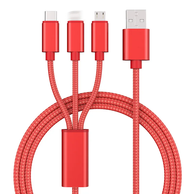 3 in 1 USB cable 3A fast charging charger  micro cable charging cable for type C