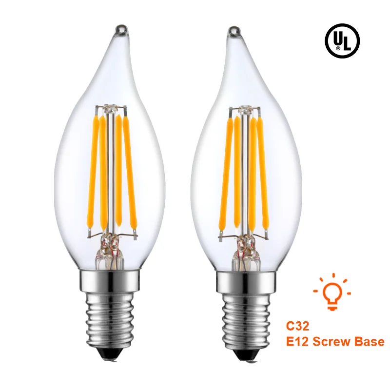 LED Bulb C32 C35 2w 4w 6w Vintage Led Light Bulb 2700K Clear Glass Smart Edison Bulb