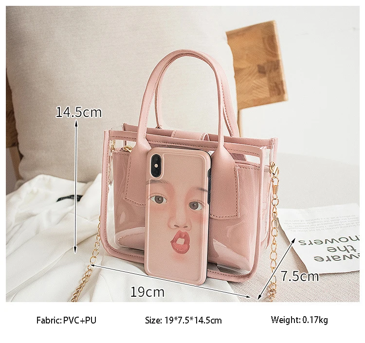 Fashion Women Chain Crossbody Hand Bags Summer Transparent Beach Jelly Shoulder Bag Purse