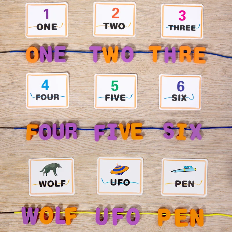 2024 wooden spelling game wood lacing threading game for children funny rope game fine motor preschool educational toy