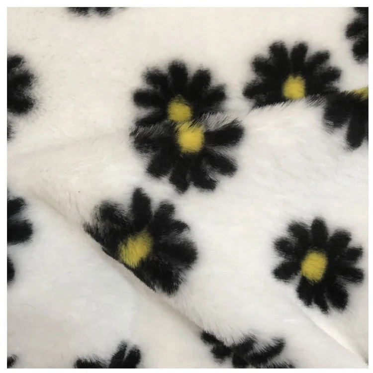 
100% polyester printed faux fur fabric printed fake hair like rabbit fur 