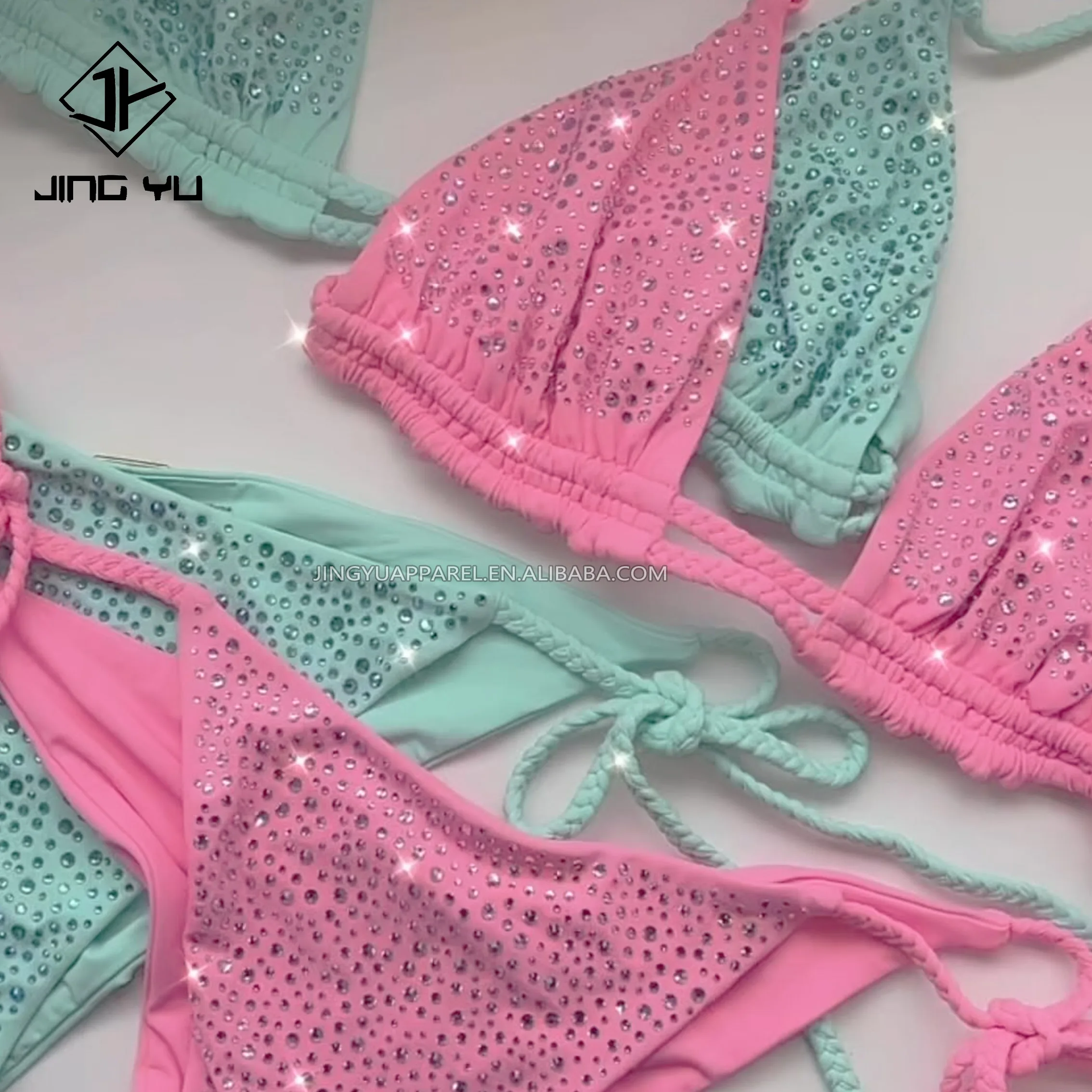 New custom swimwear Swimsuit Diamond Crystal shiny bikini plus size rhinestone bikini authentic crystal bikini