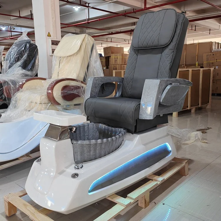 luxury nail salon furniture manicure chair electric foot spa massage pedicure chair with drainage pump and led lights