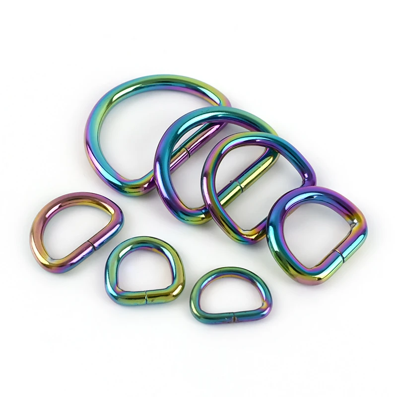 MeeTee F4-6 13-38mm Custom Colorful Iron Wire D-shaped Buckle Hardware Accessories for Dog Collar D Buckles Bag Strap D Ring