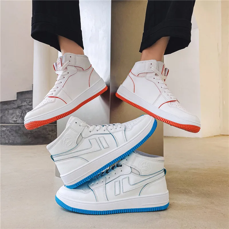 Wholesale Fashion Lace-Up Blank Custom High Top Shoes Man Casual Shoes Men Sneaker Skateboard Shoes