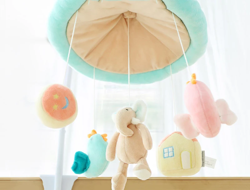 Ready to ship 93cm Unicorn Rotating Bed Animal Baby Stroller Toy plush rattle Playing On The Crib Hanging Bell Toys For Children