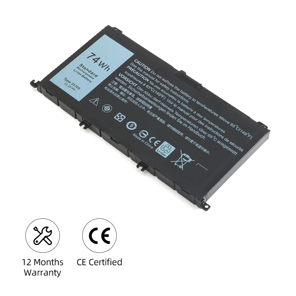 
Best selling OEM/ODM 6500mAh 11.1V 74WH 357F9 0GFJ6 CPA-71JF4 Laptop battery for Dell Inspiron 15-5576 5577 7559 7759 
