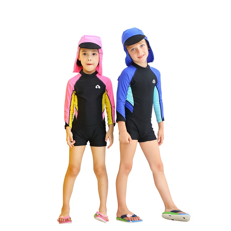 2020 New One-Piece Swimsuit for Children Long-Sleeved Shorts And Girl Sun-proof Swimwear Bathing suit