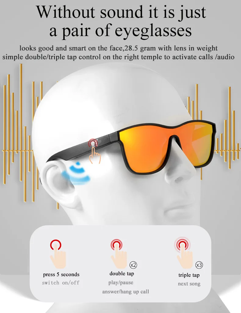 2023 Smart BT Audio солнцезащитные очки с открытыми наушниками поляризованные динамиком для мужчин и женщин