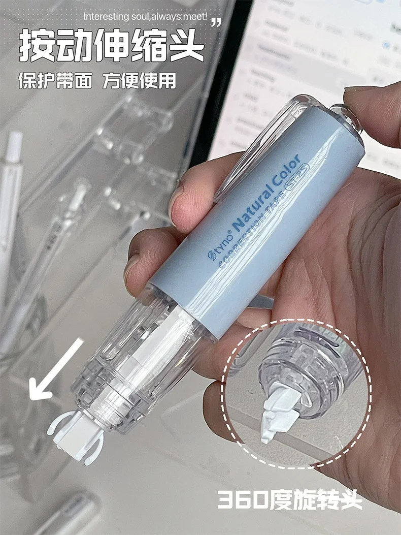 Wholesale Stationery Manufacturer Creative Replaceable Press Whiteout Student Correction Tape Pen with Replace Core