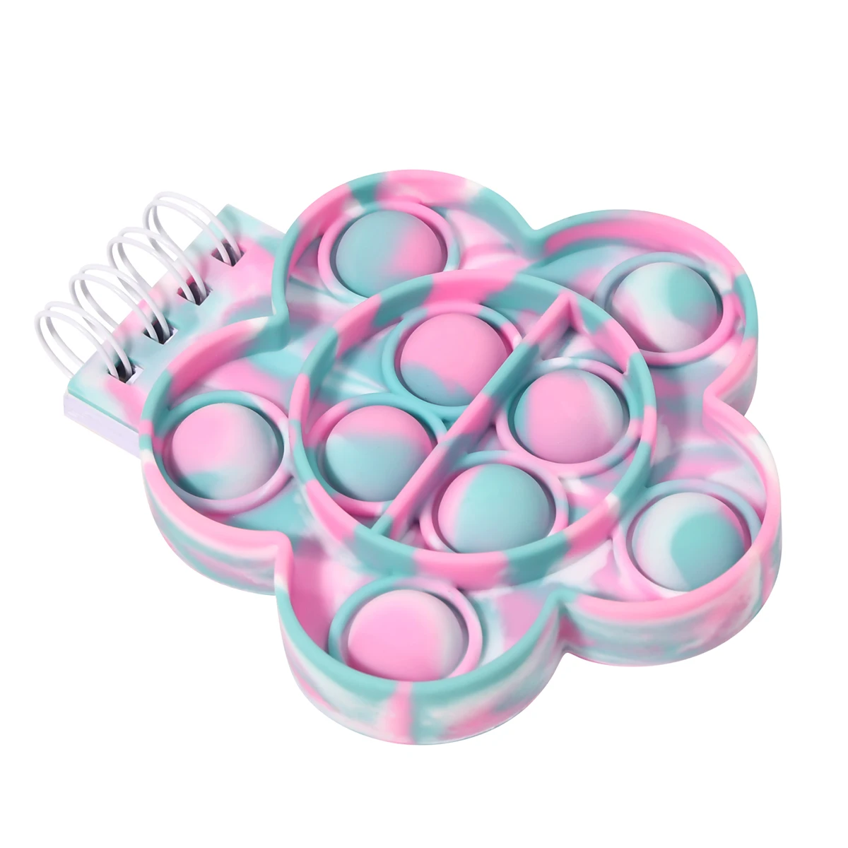 New Flower Shaped Finger Pop Bubble Fidget Toys Silicone Cover Notepad Student Supplies Decompression Notepad